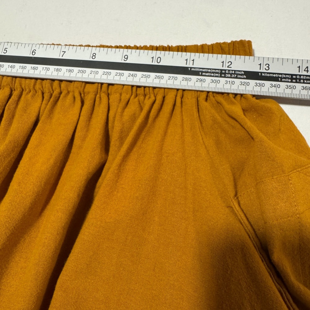 Thaluta One Size Mustard Boho Maxi Skirt 100% Cotton Ruched Pocket - Picture 6 of 8